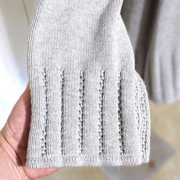 Women's "Mix It" Brand Cotton Open Heather Grey Cardigan Sweater - Picture 7 of 13